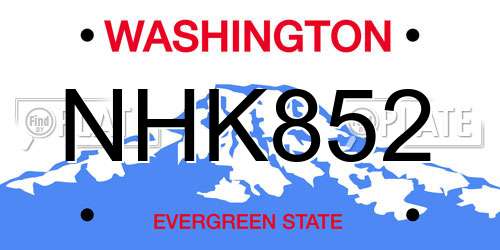 NHK852 Washington License Plate