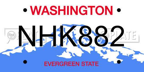 NHK882 Washington License Plate