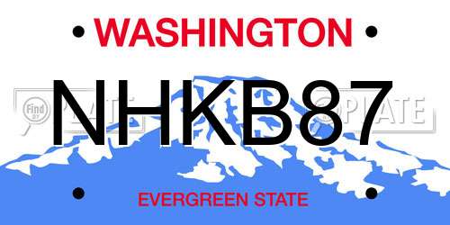 NHKB87 Washington License Plate
