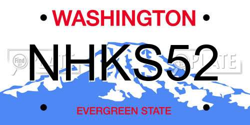 NHKS52 Washington License Plate