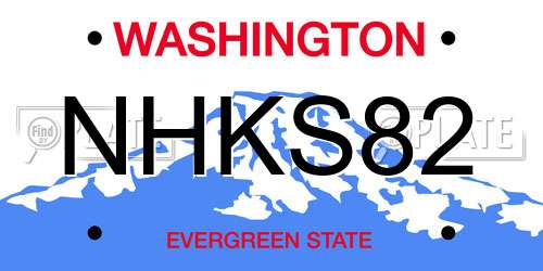 NHKS82 Washington License Plate