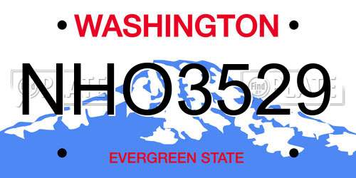 NHO3529 Washington License Plate
