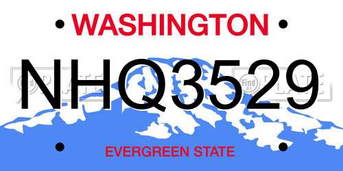 NHQ3529 Washington License Plate