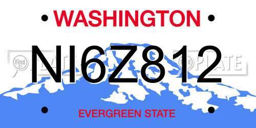 NI6Z812 Washington License Plate