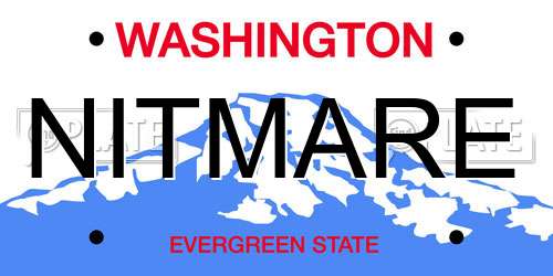 NITMARE Washington License Plate