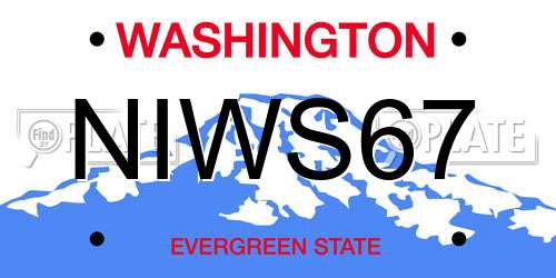 NIWS67 Washington License Plate