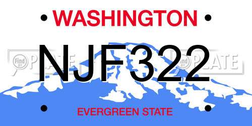 NJF322 Washington License Plate