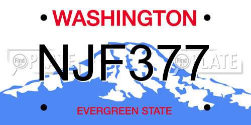 NJF377 Washington License Plate
