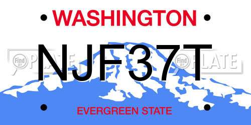 NJF37T Washington License Plate