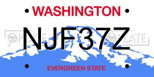 NJF37Z Washington License Plate