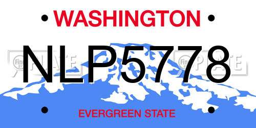 NLP5778 Washington License Plate
