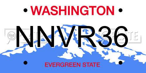 NNVR36 Washington License Plate