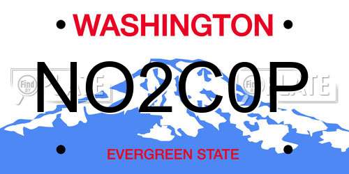 NO2C0P Washington License Plate