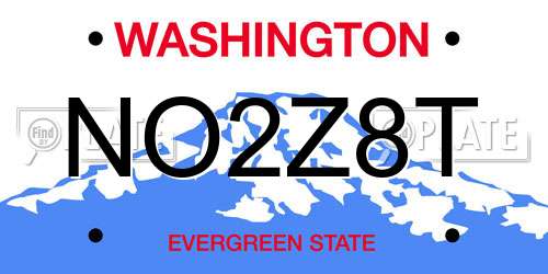 NO2Z8T Washington License Plate