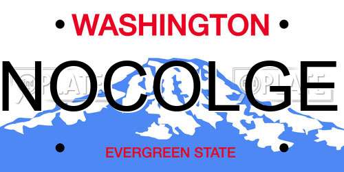 NOCOLGE Washington License Plate