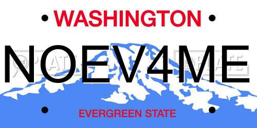 NOEV4ME Washington License Plate