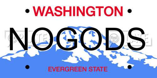 NOGODS Washington License Plate
