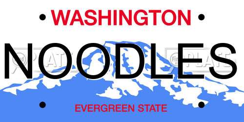 NOODLES Washington License Plate