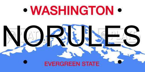 NORULES Washington License Plate