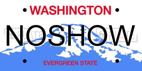 NOSHOW Washington License Plate