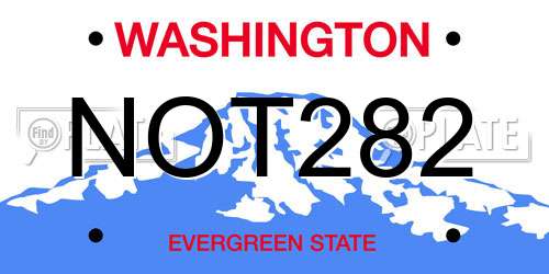 NOT282 Washington License Plate