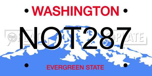 NOT287 Washington License Plate