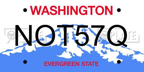 NOT57Q Washington License Plate