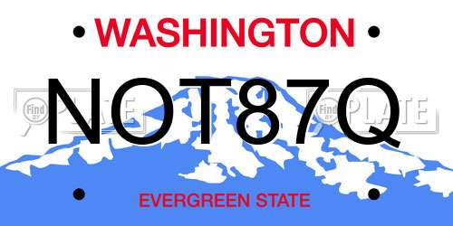 NOT87Q Washington License Plate