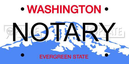 NOTARY Washington License Plate