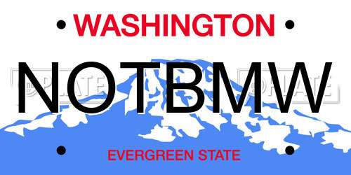 NOTBMW Washington License Plate