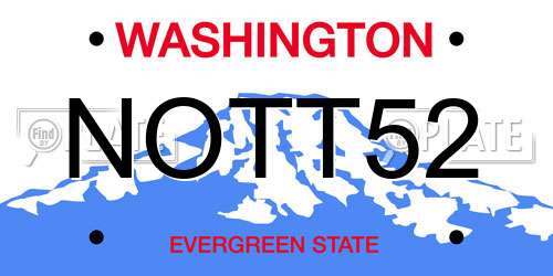 NOTT52 Washington License Plate