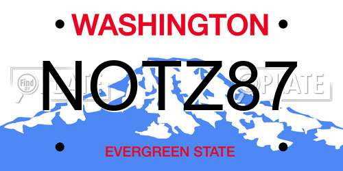 NOTZ87 Washington License Plate