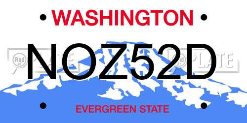 NOZ52D Washington License Plate