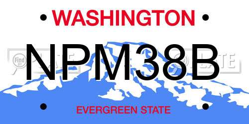 NPM38B Washington License Plate