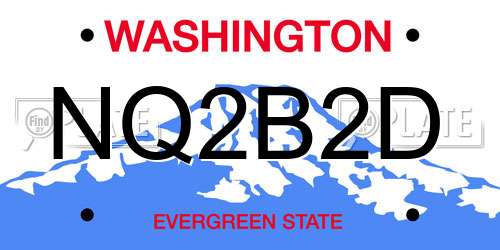 NQ2B2D Washington License Plate