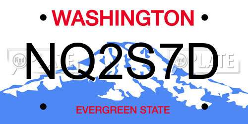 NQ2S7D Washington License Plate