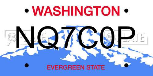 NQ7C0P Washington License Plate
