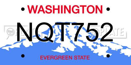 NQT752 Washington License Plate