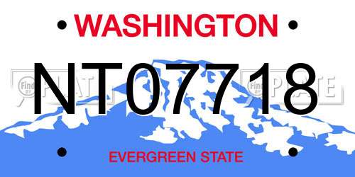 NT07718 Washington License Plate