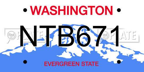 NTB671 Washington License Plate