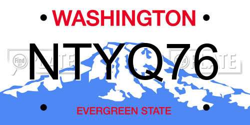 NTYQ76 Washington License Plate