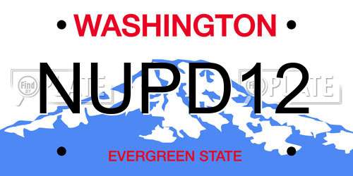 NUPD12 Washington License Plate