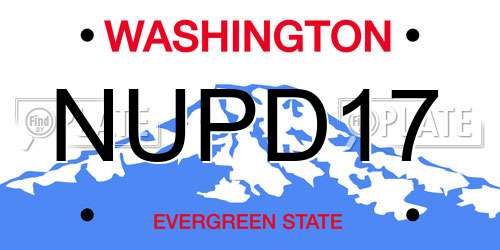 NUPD17 Washington License Plate