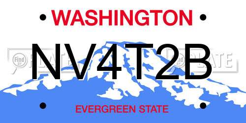 NV4T2B Washington License Plate