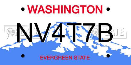 NV4T7B Washington License Plate