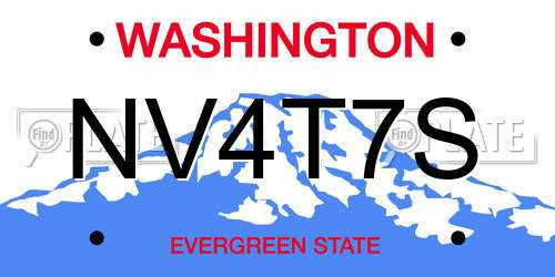 NV4T7S Washington License Plate