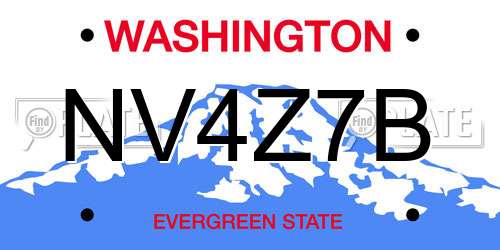 NV4Z7B Washington License Plate