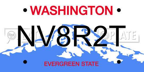 NV8R2T Washington License Plate