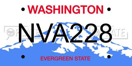 NVA228 Washington License Plate