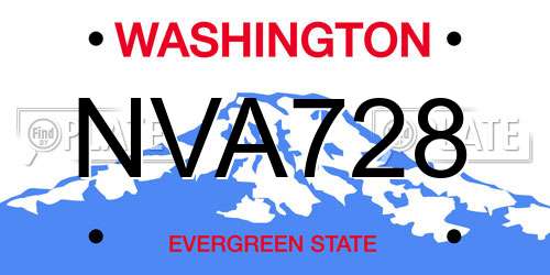 NVA728 Washington License Plate